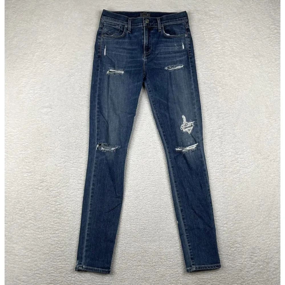 AGOLDE Jeans Womens 27 Blue Medium‎ Wash Sophie Skinny Stretch Distressed Denim